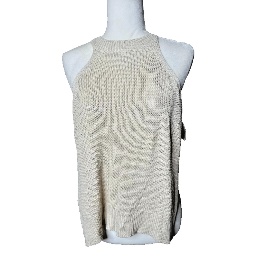 Lulus Side Tie Cream Sleeveless Sweater Size M Boho Festival Minimalist Neutral